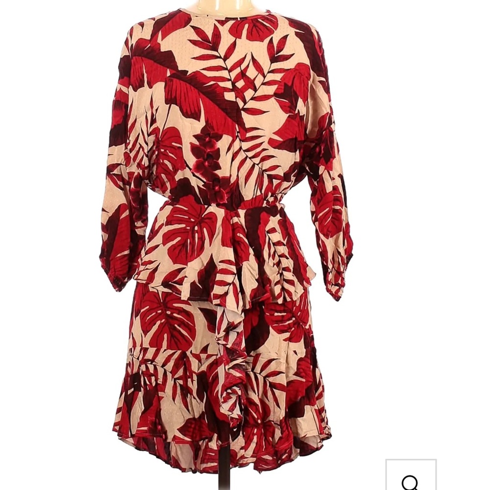 Johanna Ortiz x H& M never worn knee-length red print dress, open back, Small
